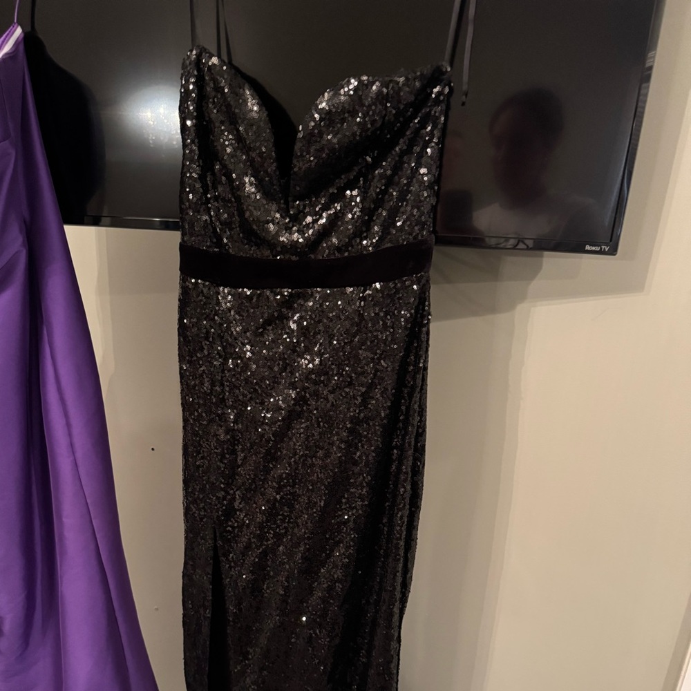 Windsor Elegant Black Sequin Strapless Dress